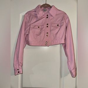 Pink cotton crop jacket size M